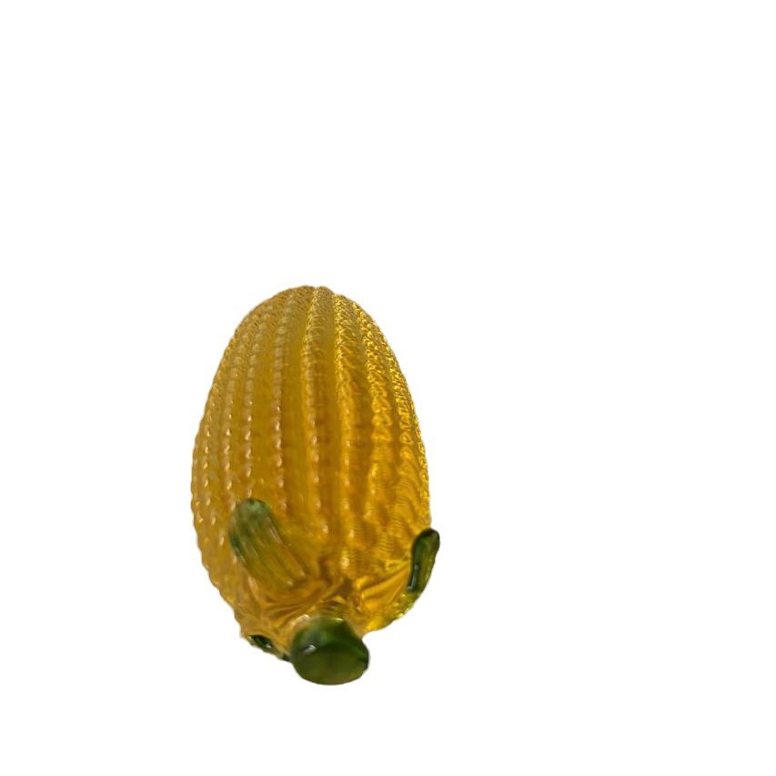 Glass Crystal Corn Ornament Figurine – Decorative Desk Paperweight Gift