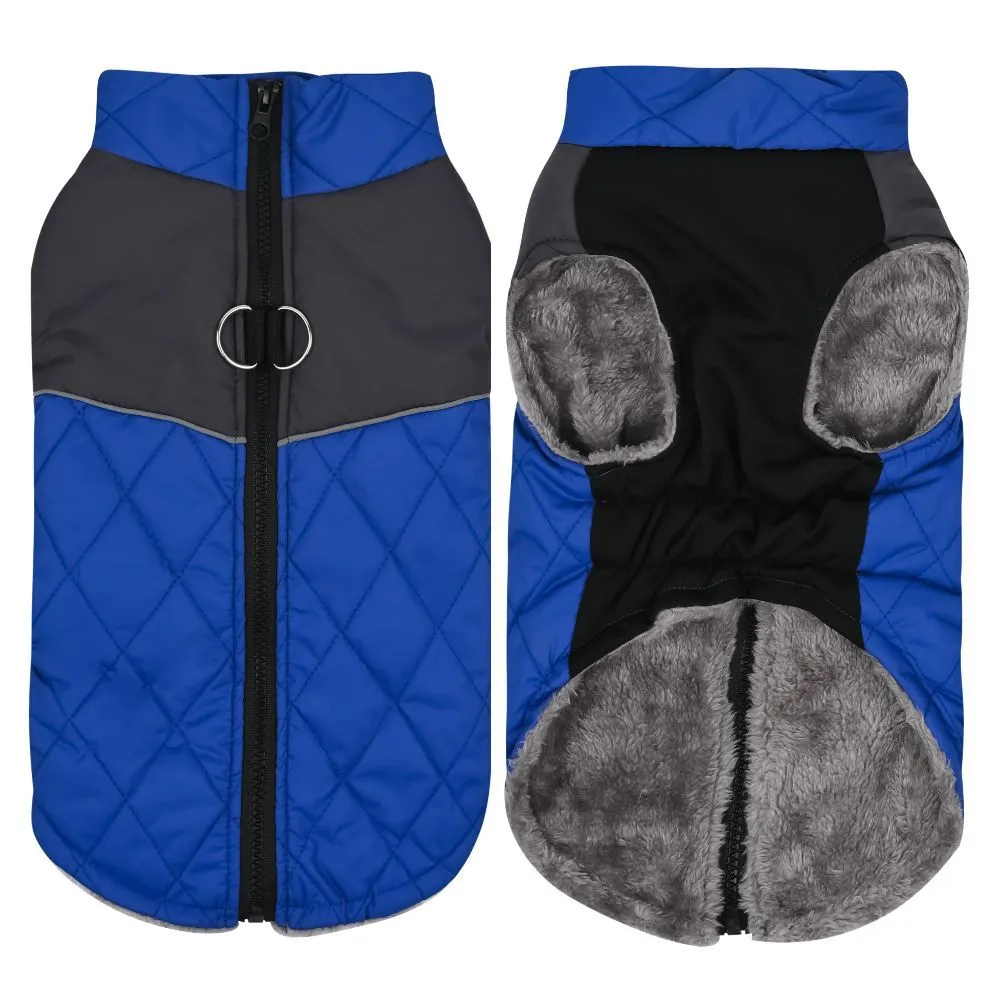 Chest Back Outdoor Pet Clothes Autumn And Winter Dog Clothes Waterproof - Blue