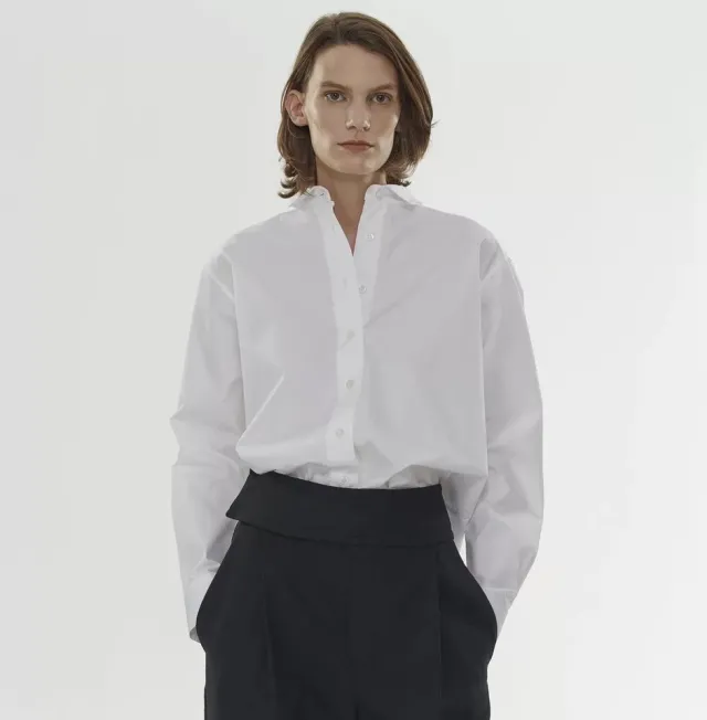 Spring, Summer, Autumn Simple Loose Fashion Solid Color Polo Collar Shirt White - Shop at LoveMi