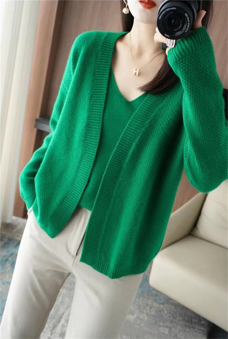 Title 11, Knitted Cardigan Two-piece Sling Temperament V-...