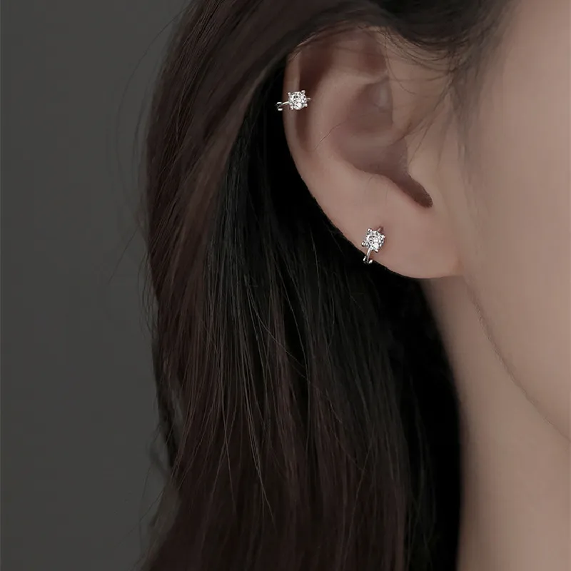 Small And Simple Zircon Stud Earrings Women's Design Sense