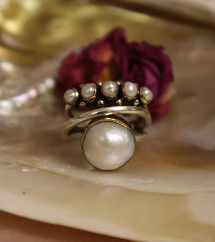 Retro New Big Open-end Pearl Ring Fashion