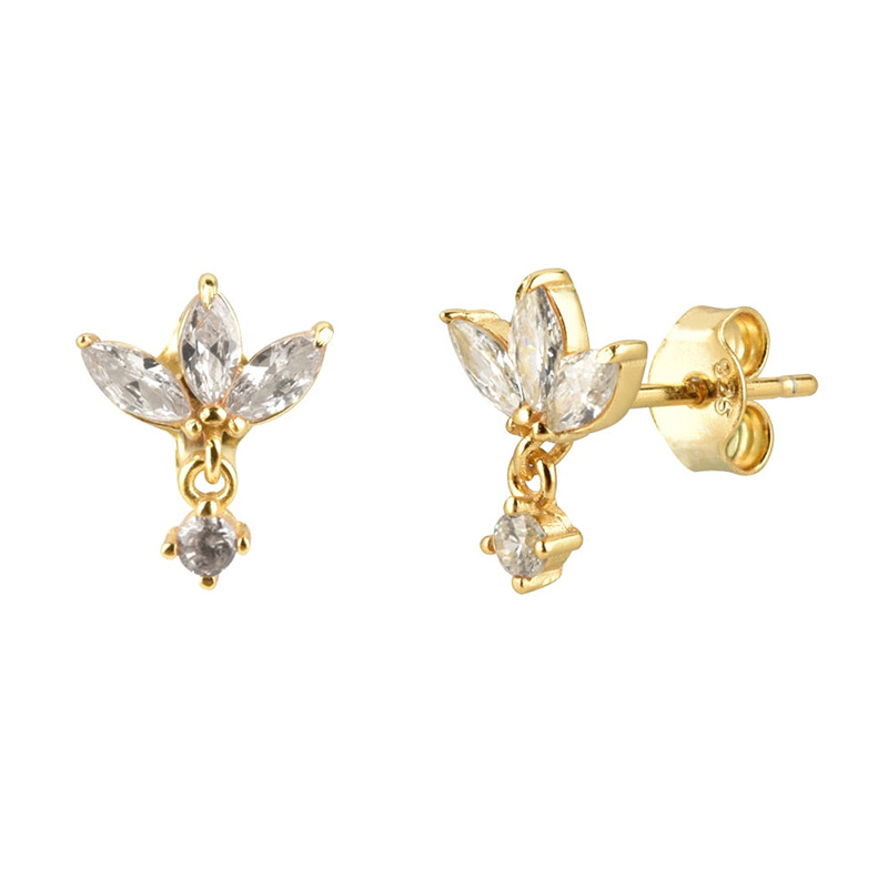 Zircon Silver Stud Earrings Female