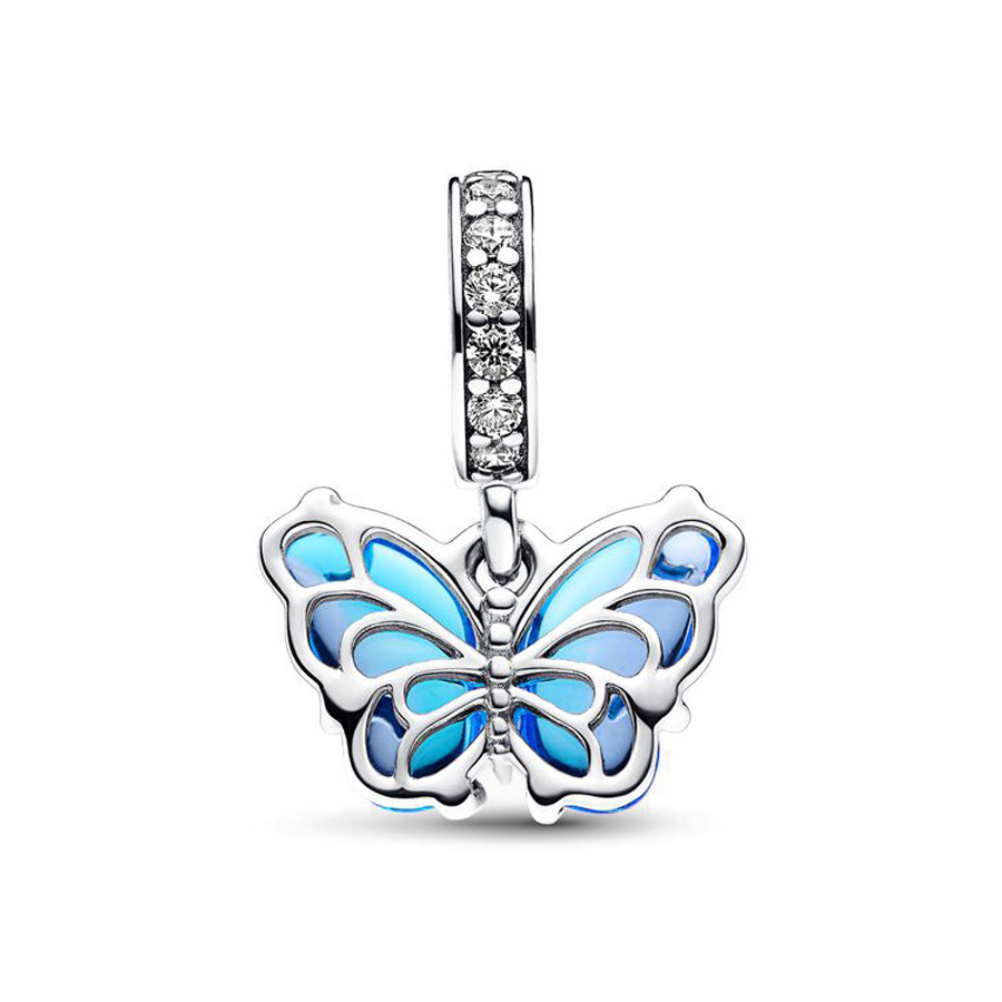 Gradient Blue Murano Glass Butterfly 3D Pendant