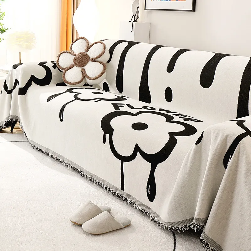 Chenille Anti-cat Scratch Luxury Feel Cover, All-season Universal Sofa Blanket Sofa Cover - White