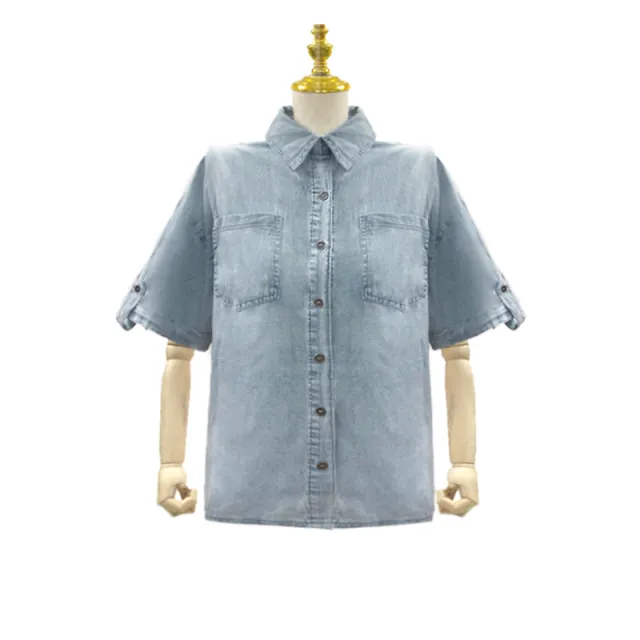 Women's Summer Loose Short Sleeves Shirt Do The Old Cowboy Shirt Blue - Shop at LoveMi