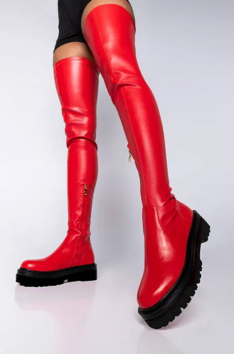 Over the knee Plush Boots For Women Red - Shop at LoveMi