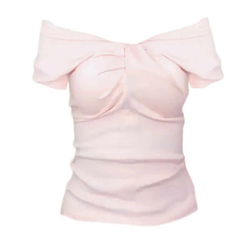 New Slim-fit Slimming Two-way Top Off-shoulder T-shirt Women - Pink