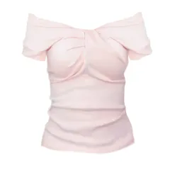 New Slim-fit Slimming Two-way Top Off-shoulder T-shirt Women - Pink - View 1