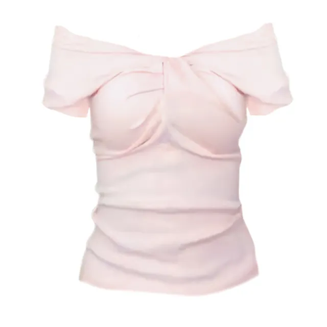 New Slim fit Slimming Two way Top Off shoulder T shirt Women Pink - Shop at LoveMi