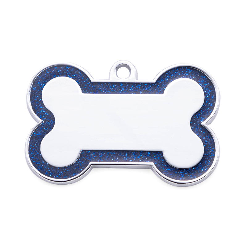 Zinc Alloy Dog Anti-lost Tag With Bone-shaped Edges And Shimmering Metallic Powder