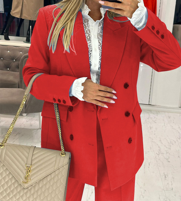 Women's Fashion Cardigan Lapel Trousers Suit