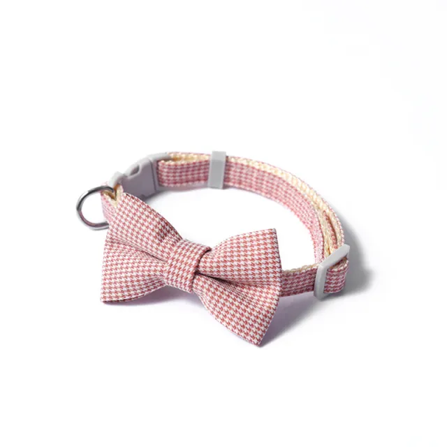 Pet Collar Houndstooth Bow Collar Pink - Shop at LoveMi