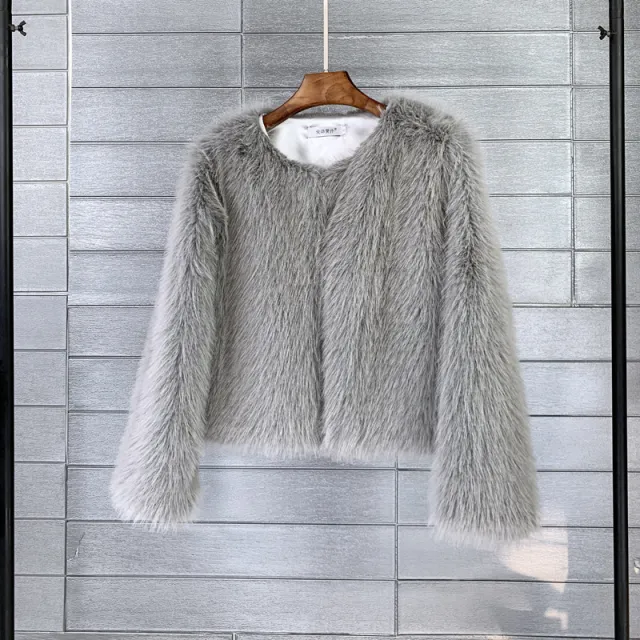 Plus Size Solid Color Women's Short Fur Coat Gray - Shop at LoveMi