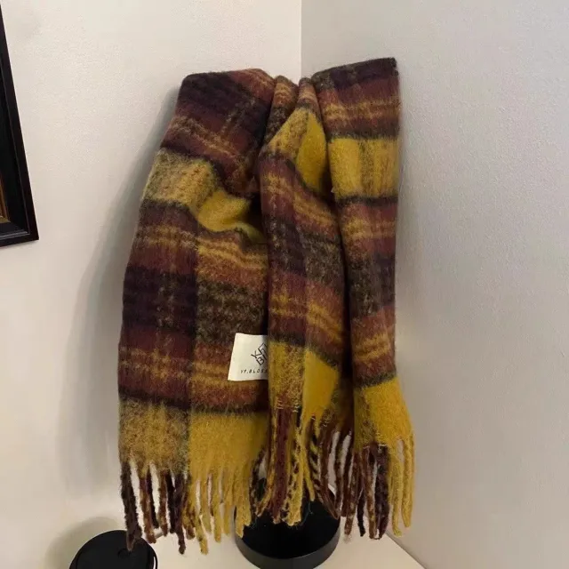 New Fashionable Plaid Scarf For Women Autumn Leaves Yellow - Shop at LoveMi