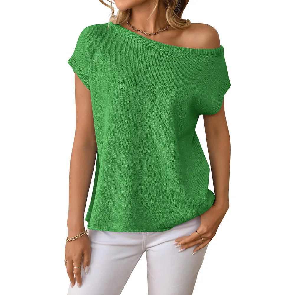 Knitted Y2g Summer Knitwear Sweater Pullover Top - Green