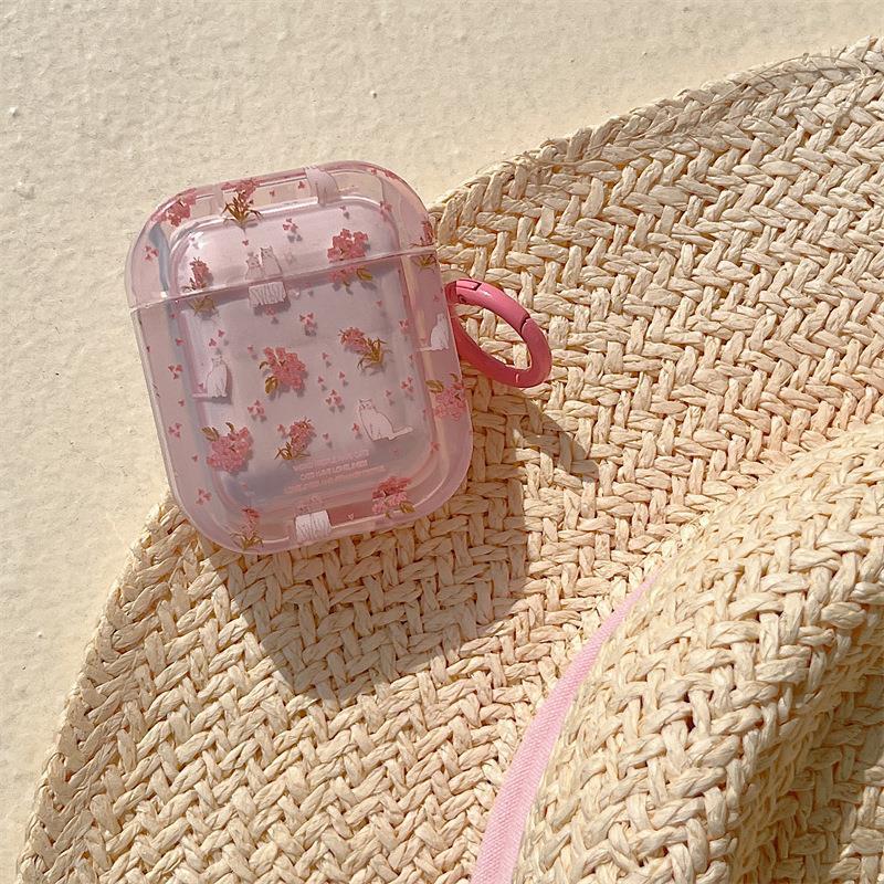 Floral Cat Earphone Case Wireless Bluetooth Protective Case For Women