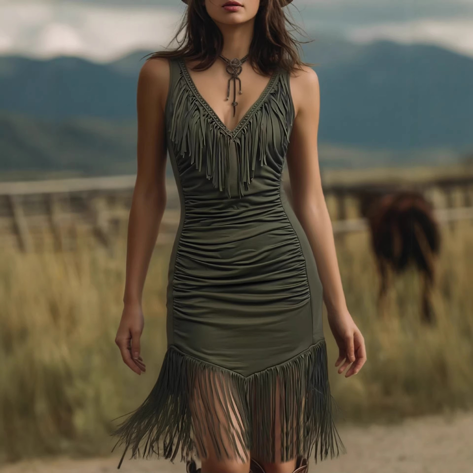 New Womens Fashionable Casual Tassel Dress