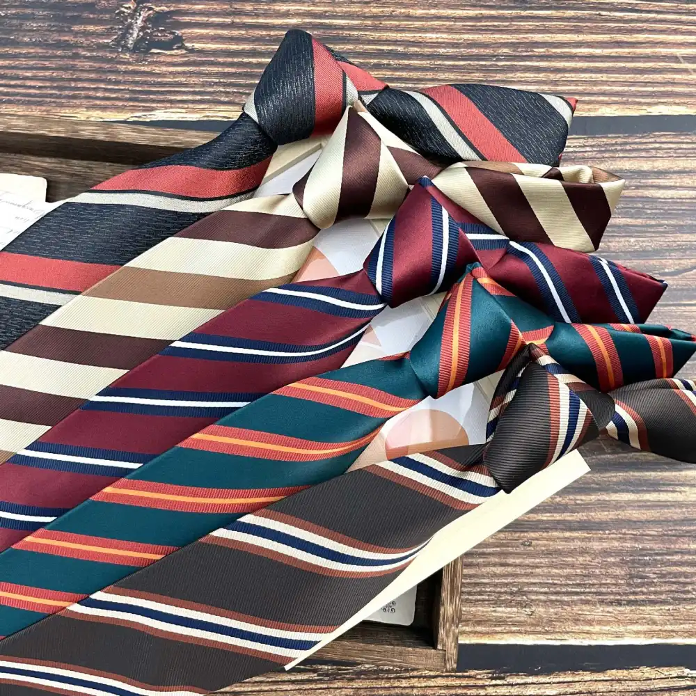 Retro Coffee Color Orange Red Striped Tie Hand Hit