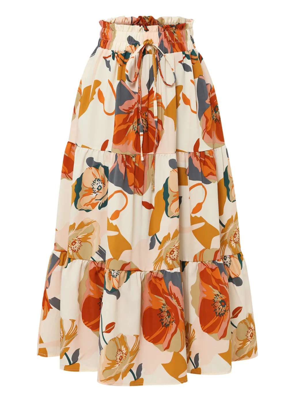 Women's Pleated Floral Print Elastic Waist Skirt - Floral