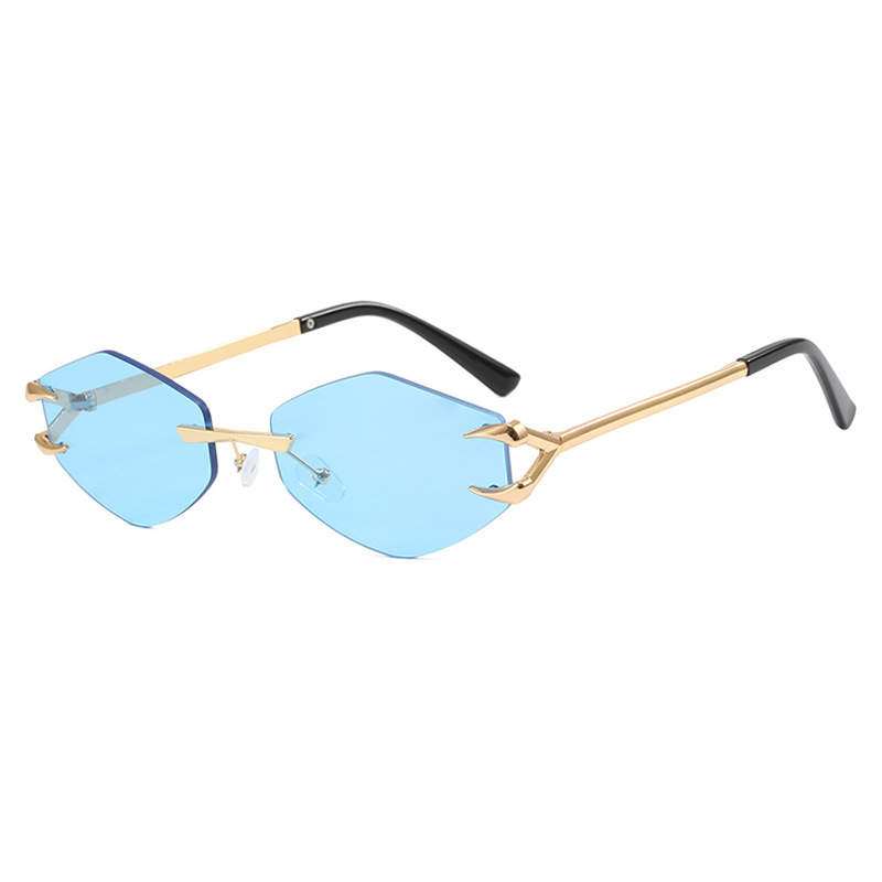 European And American Leisure Hip Hop Trend Sunglasses Frameless Grapple Polygonal Sunglasses - Image 3