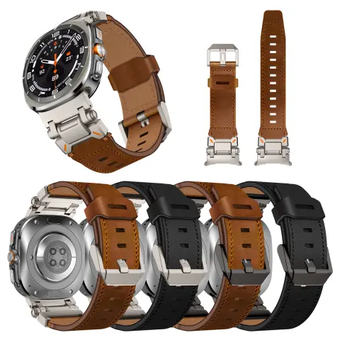 Suitable for Stainless Steel Metal Watches with Full-grain Leather