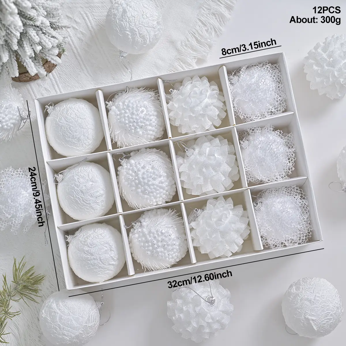 Lace Glitter Foam Christmas Ball Decorative Pendant Gift Box