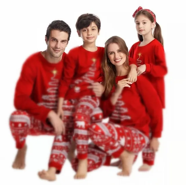Christmas Parent child Wear Printed Pajamas Homewear Red - Shop at LoveMi