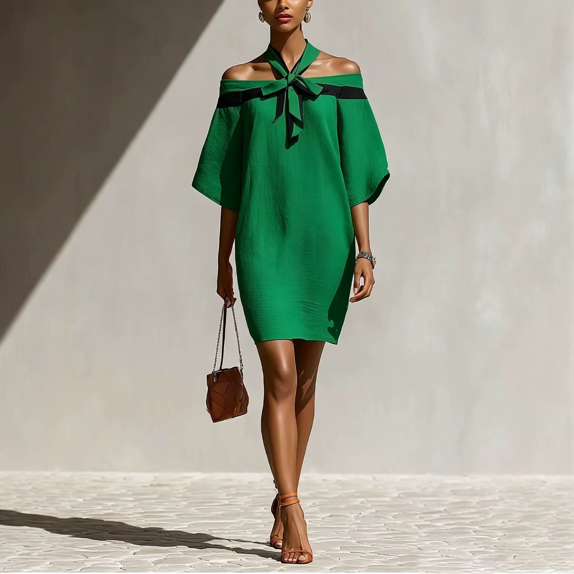 Off-shoulder Bow-neck Dress For Women
