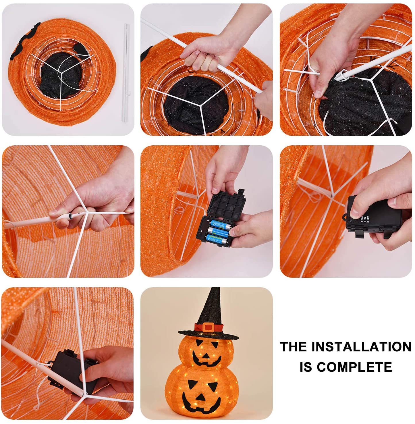 Title 3, 50 Lights 3 Feet Halloween Pumpkin Folding Lantern