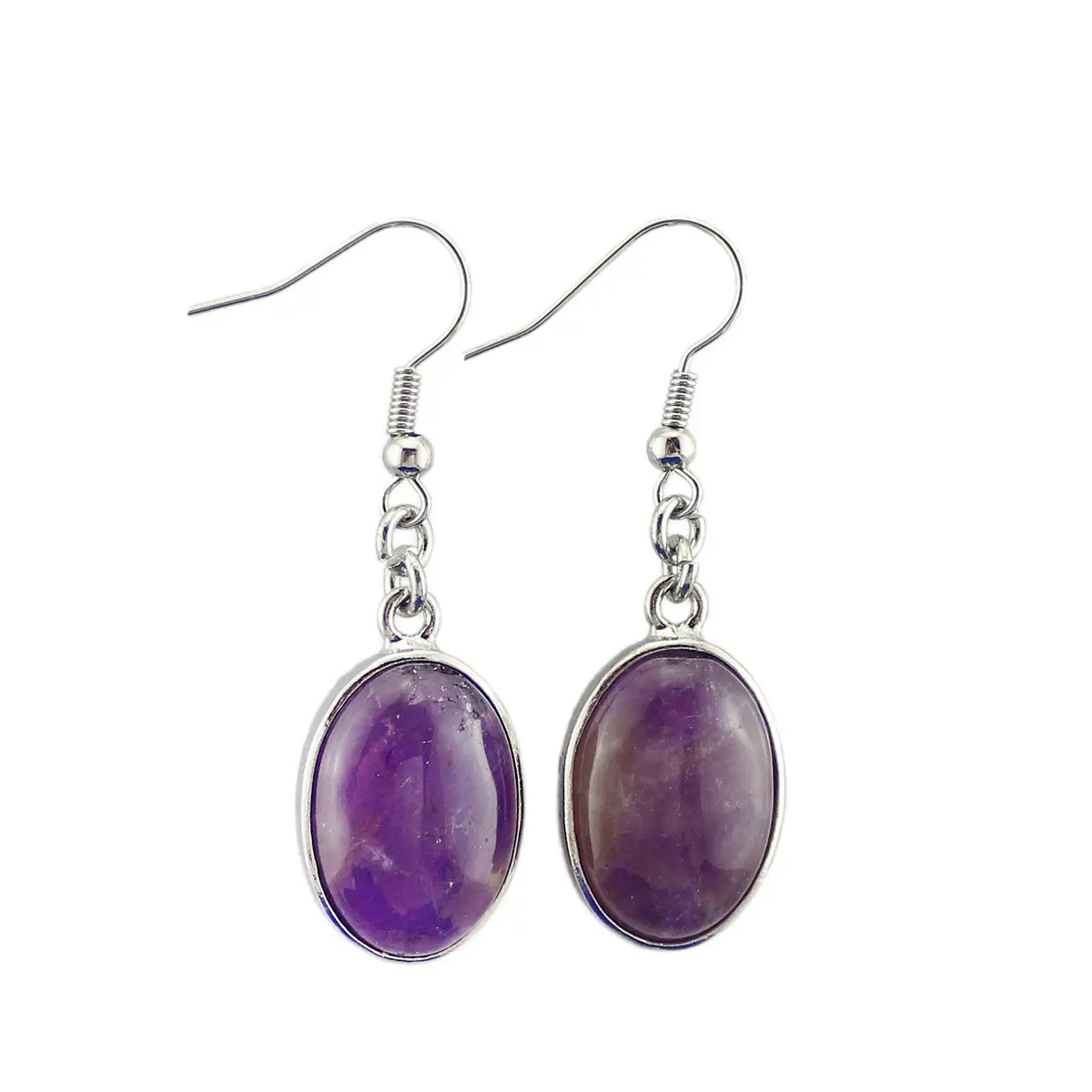 Natural Crystal Oval Egg-shaped Earrings