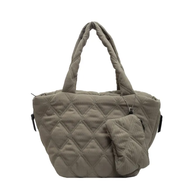 Women's Solid Color Diamond Plaid Shoulder Handbag Green - Shop at LoveMi
