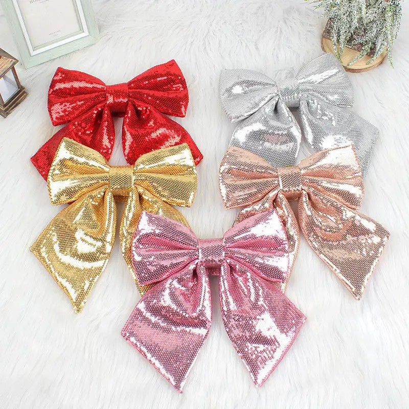 Christmas Decorations Sequined Bow Glitter Diy Scene Layout