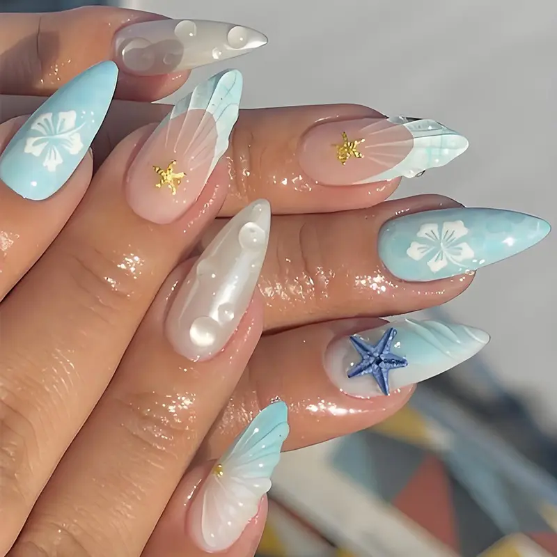 Blue Starfish Wearable Nails 3D Stickers