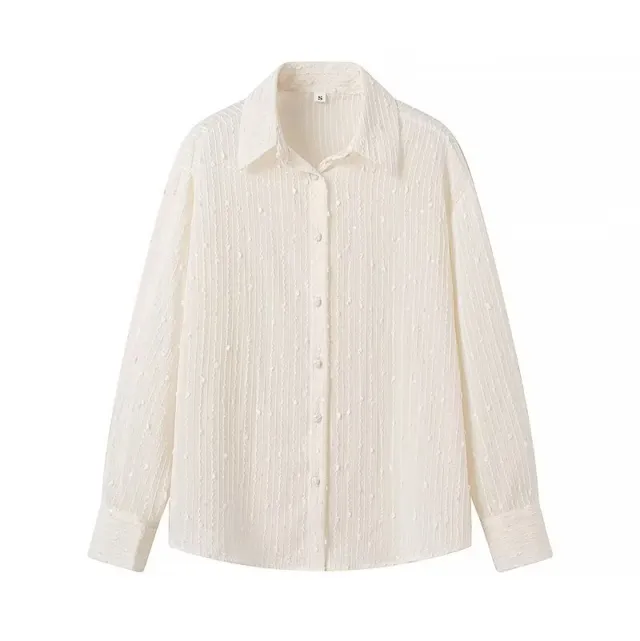 Winter Women's Style Fashion Loose Jacquard Long Sleeve Shirt Beige - Shop at LoveMi