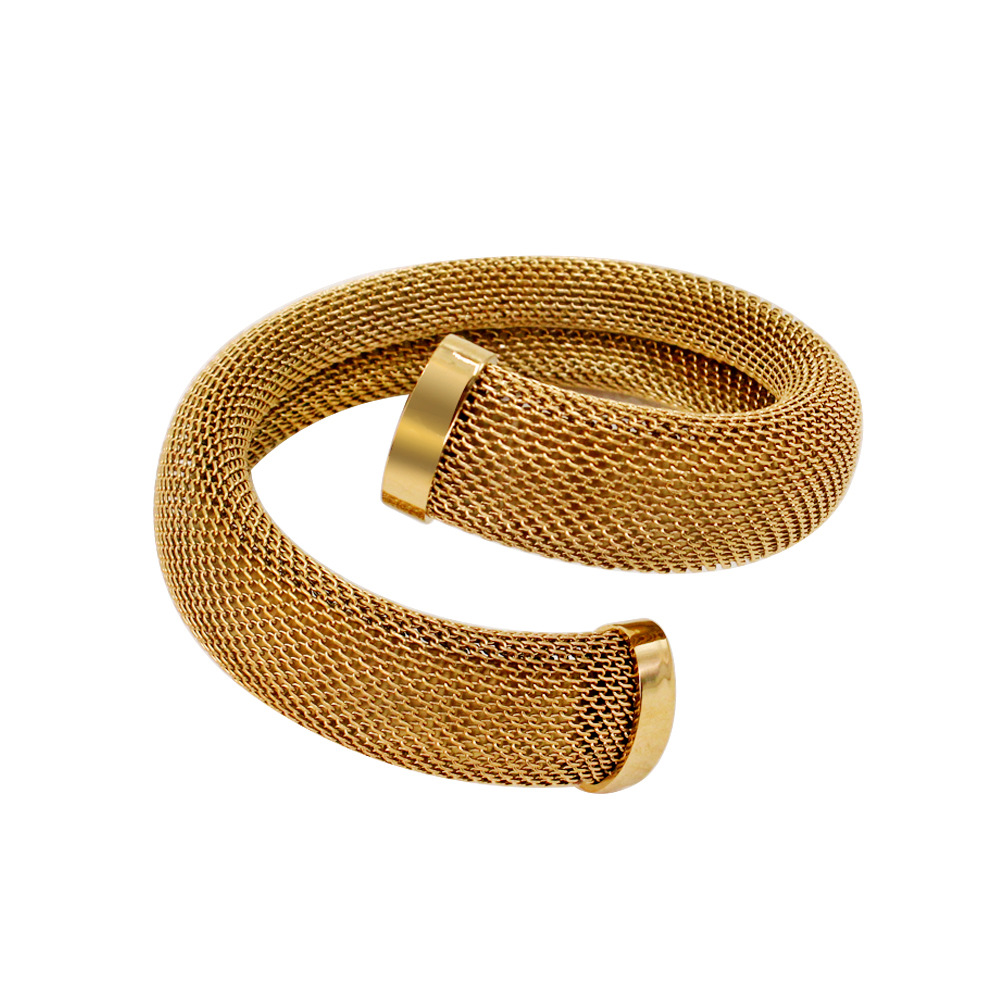 Women's Mesh Cross Stainless Steel Bracelet 16Mm Glossy Gold - Shop at LoveMi