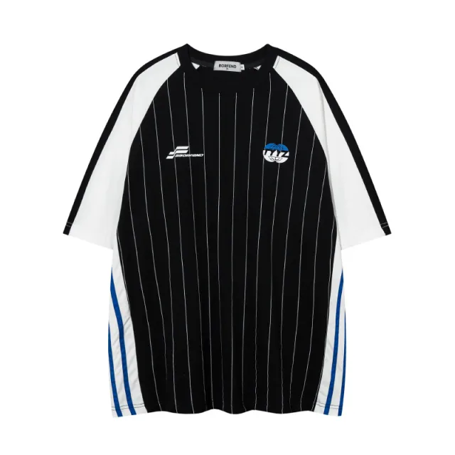 American Retro Sports Striped Short Sleeve Black - Shop at LoveMi