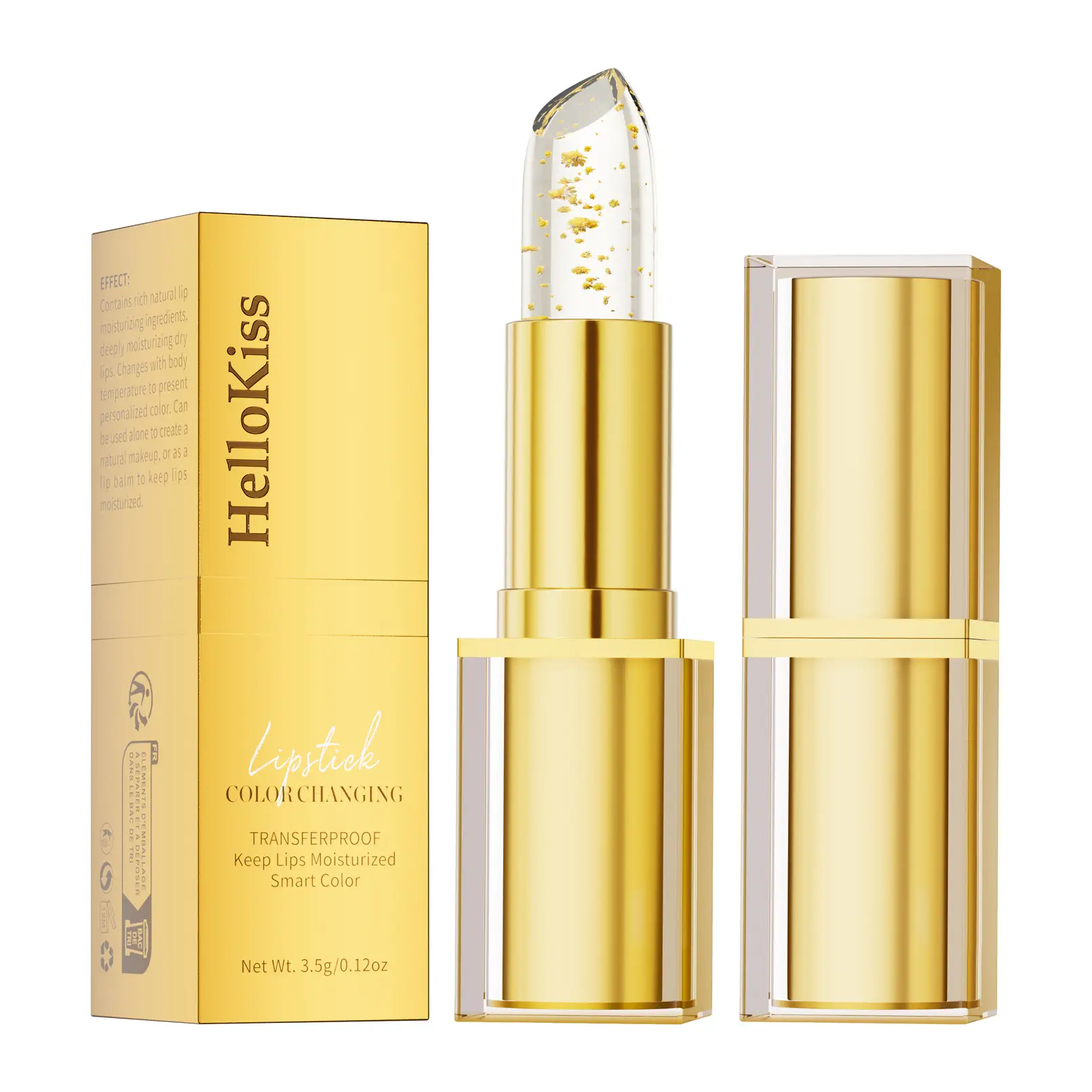 Gold-Infused Temperature-Responsive Hydrating Lipstick With Gold FlakesA Unique Shade For Every Woman
