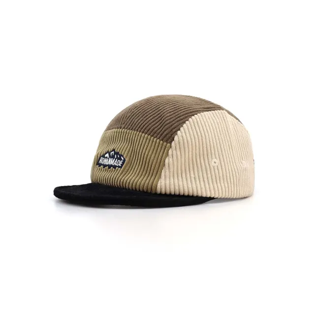 Corduroy Color Matching Five piece Cap Short Brim Baseball Cap Black - Shop at LoveMi