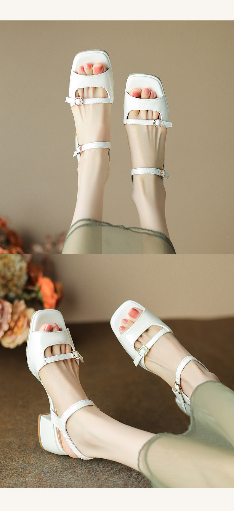 Chunky Heel Ankle-Strap Sandals — worn view 1