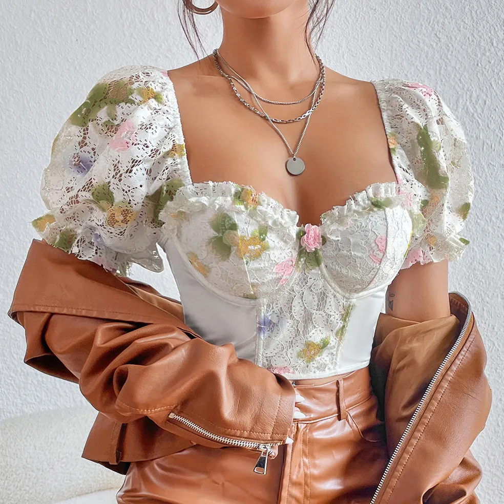 Sexy Street Backless Hot Girl Puff Sleeve T-shirt
