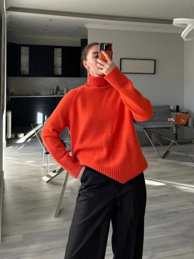 Women's Loose Casual And Comfortable Sweater Orange - Shop at LoveMi