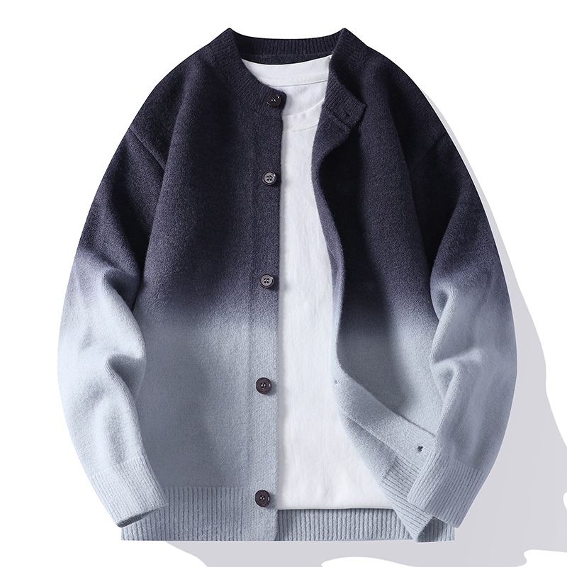Gradient-knit Cardigan A Unisex Couple-matching Sweater With A Relaxed Casual Fit