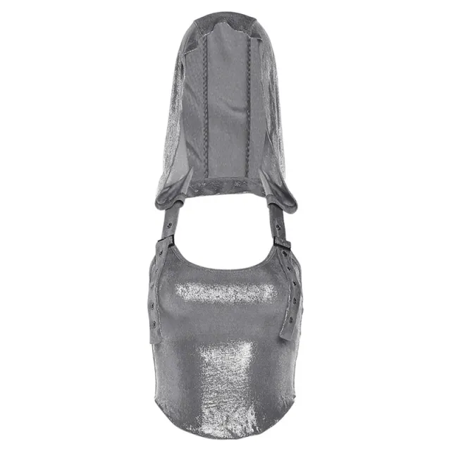 Women's Solid Color Slim Fit Fashion Hooded Halterneck Vest Women Silver - Shop at LoveMi
