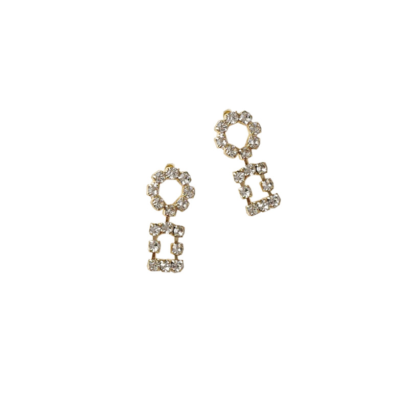 Light Luxury High-End Micro-Inlaid Zircon Square Earrings