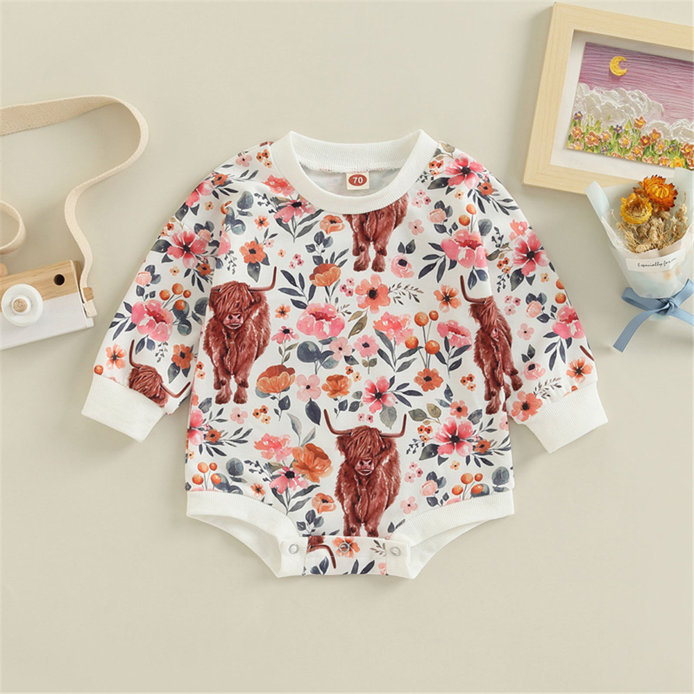 Title 2, Long Sleeve Cotton Baby Romper in Four Colors. ...