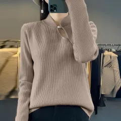 Half Turtleneck New Buckle Sweater Women's Sweater - Camel - View 1
