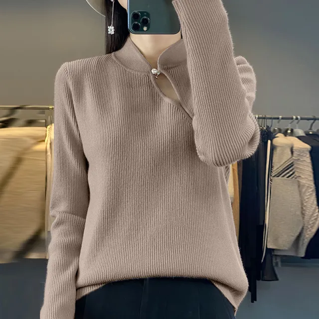 Half Turtleneck New Buckle Sweater Women's Sweater Original Camel - Shop at LoveMi