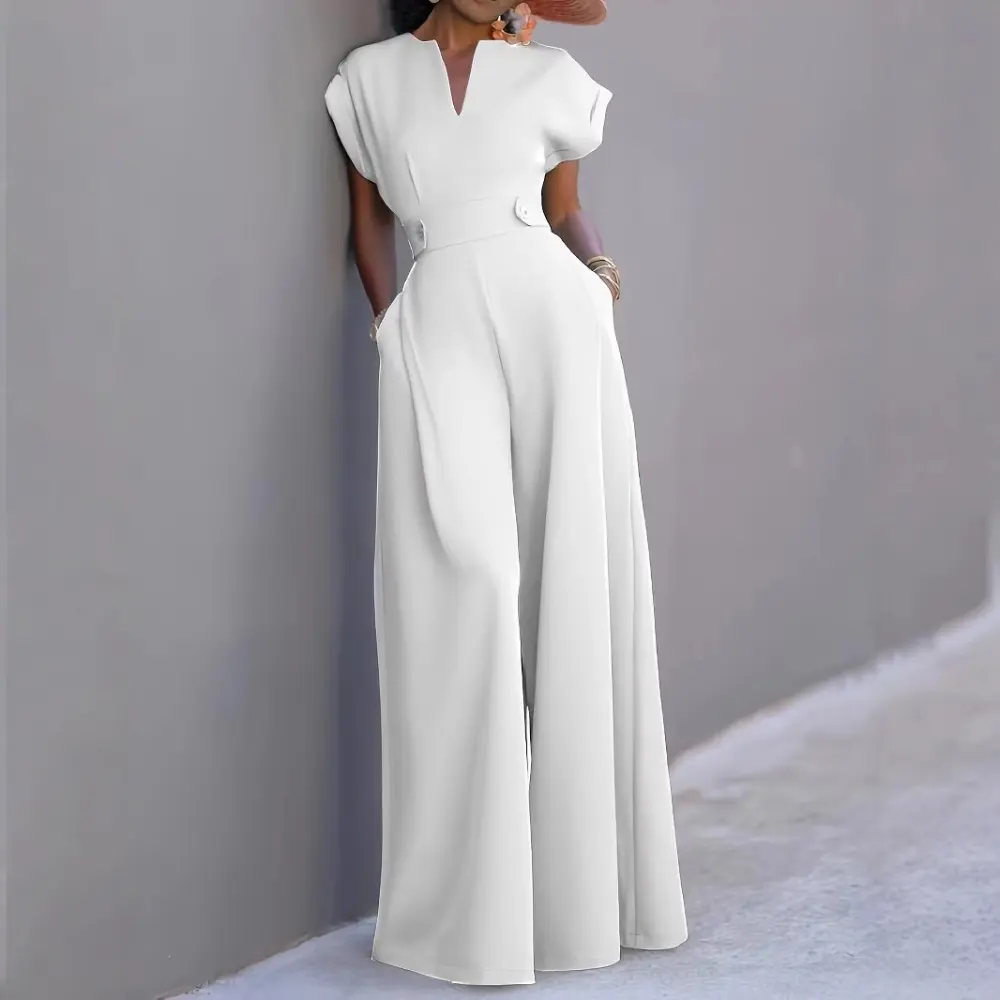 Graceful and Fashionable Solid Color High Waist Wide Leg