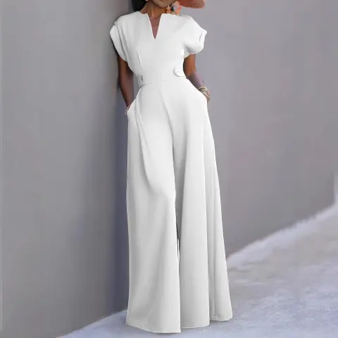Graceful and Fashionable Solid Color High Waist Wide Leg